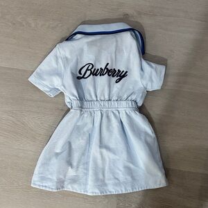 Burberry Light Blue Baby Dress with Navy Details